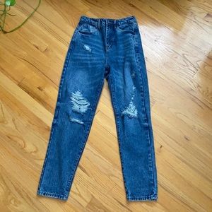 SHEIN High-Waist Ripped Mom Jeans